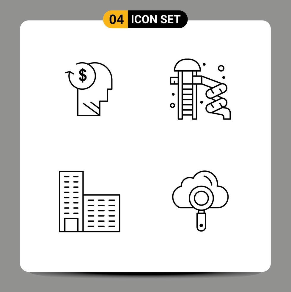 4 Creative Icons Modern Signs and Symbols of account park employee park slider building Editable Vector Design Elements