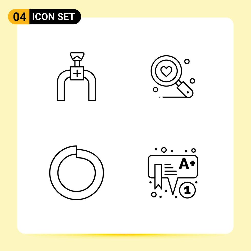Modern Set of 4 Filledline Flat Colors Pictograph of pipeline spring line heart education Editable Vector Design Elements