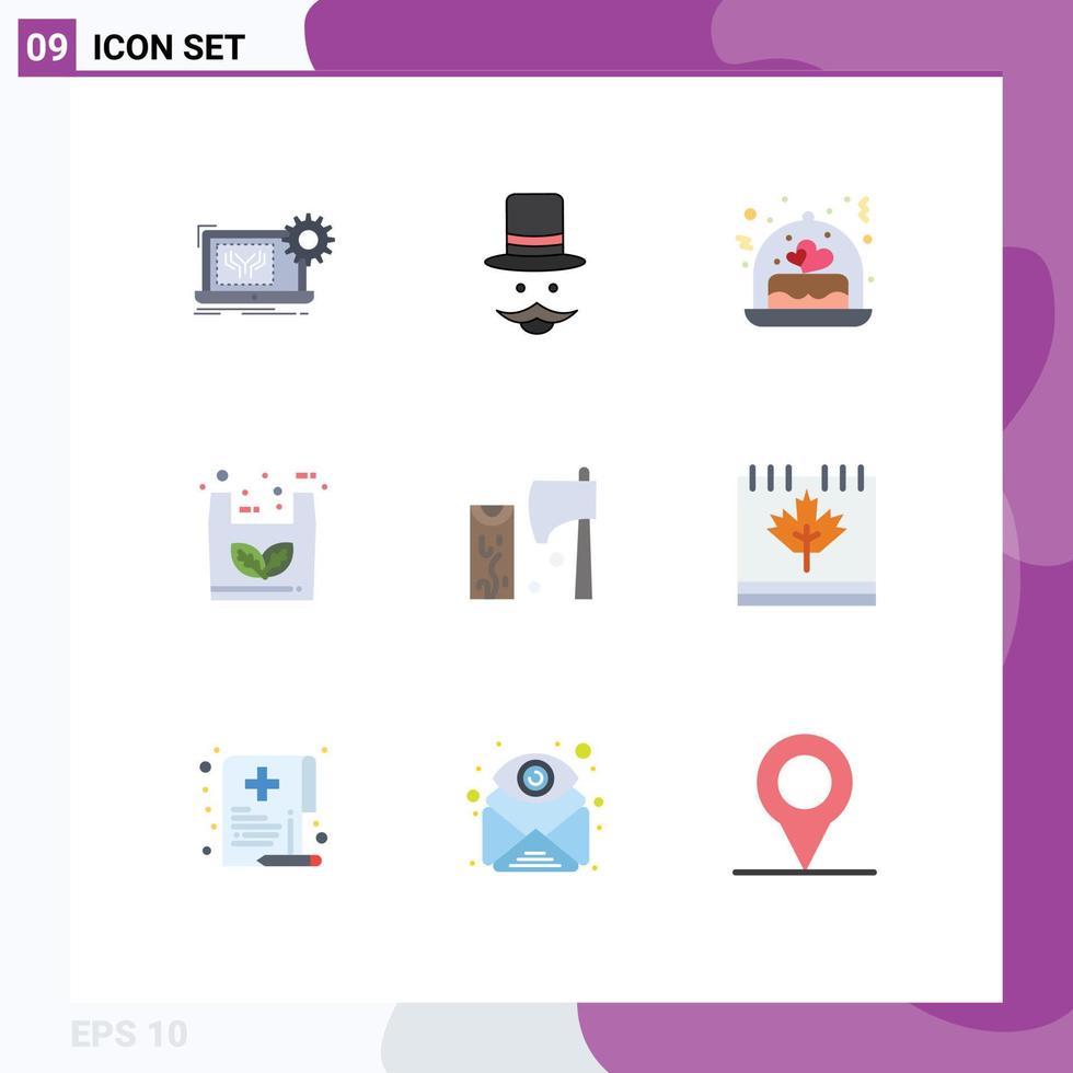 9 Creative Icons Modern Signs and Symbols of shopping eco hat bag wedding Editable Vector Design Elements