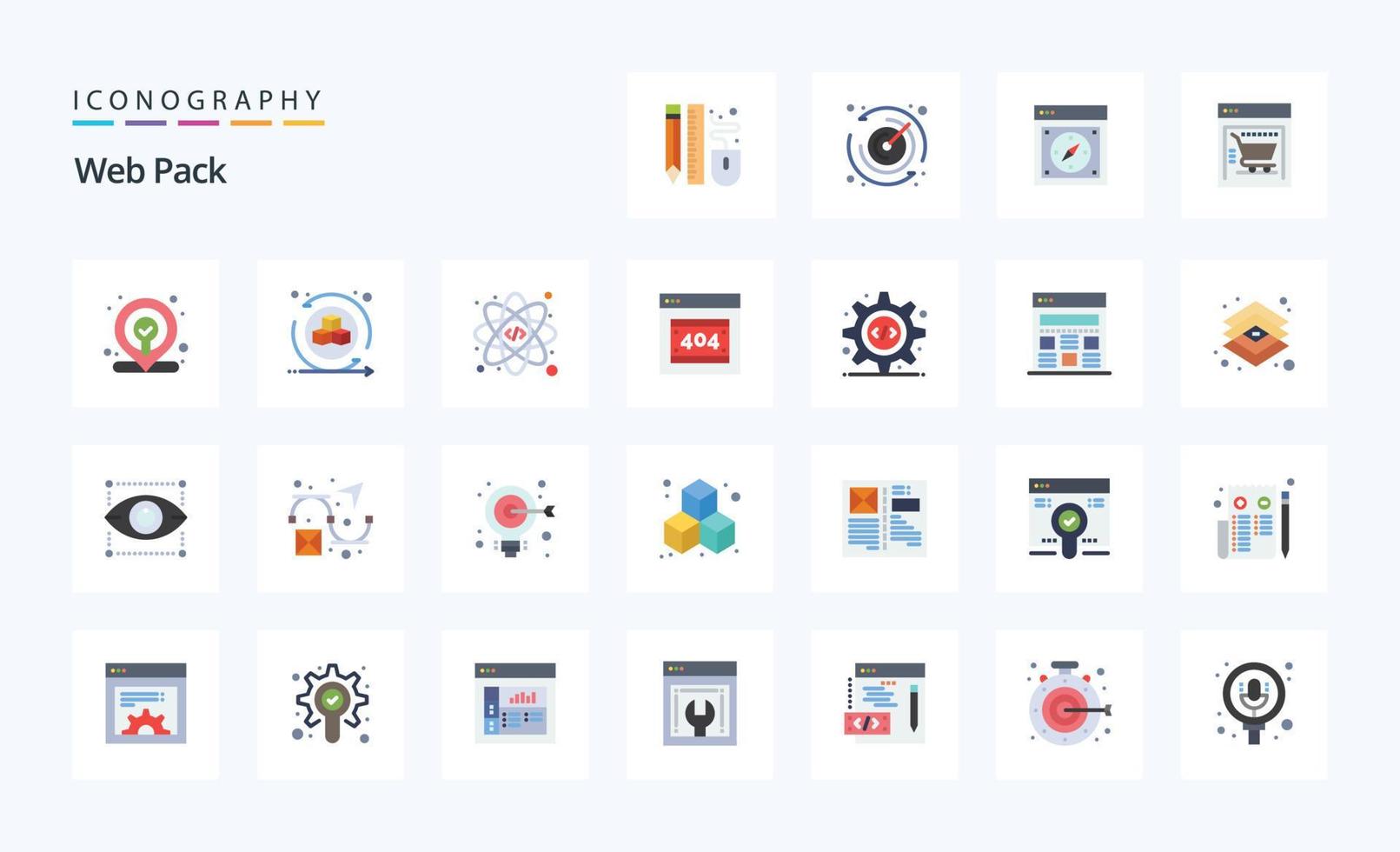 paquete de iconos de color plano de 25 paquetes web vector