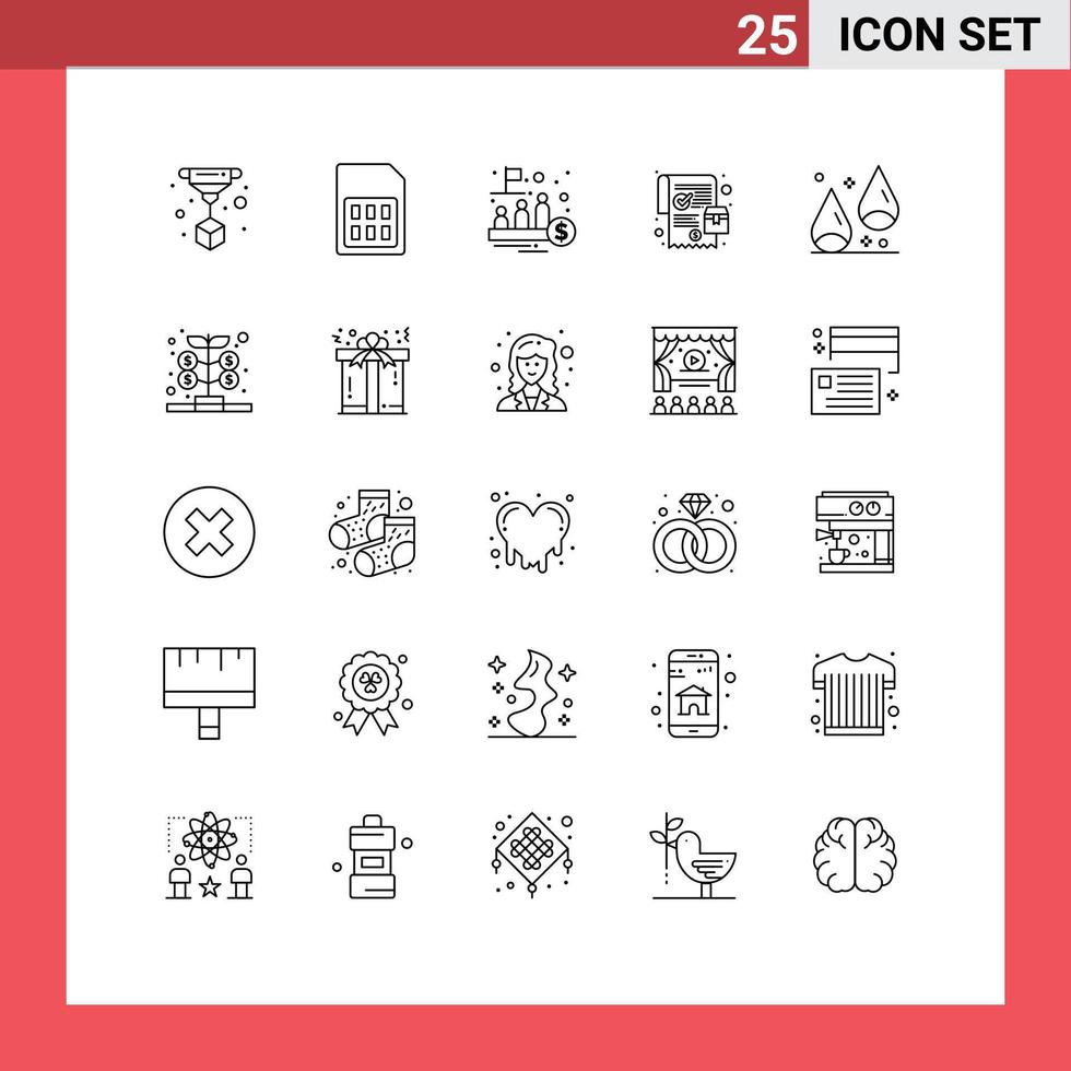 Set of 25 Vector Lines on Grid for autumn purchase fund order trade Editable Vector Design Elements