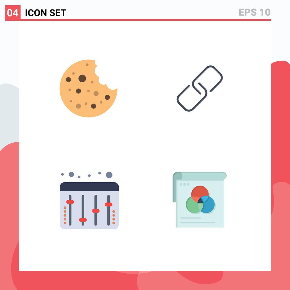Universal Icon Symbols Group of 4 Modern Flat Icons of food equalizer clip metal poster Editable Vector Design Elements