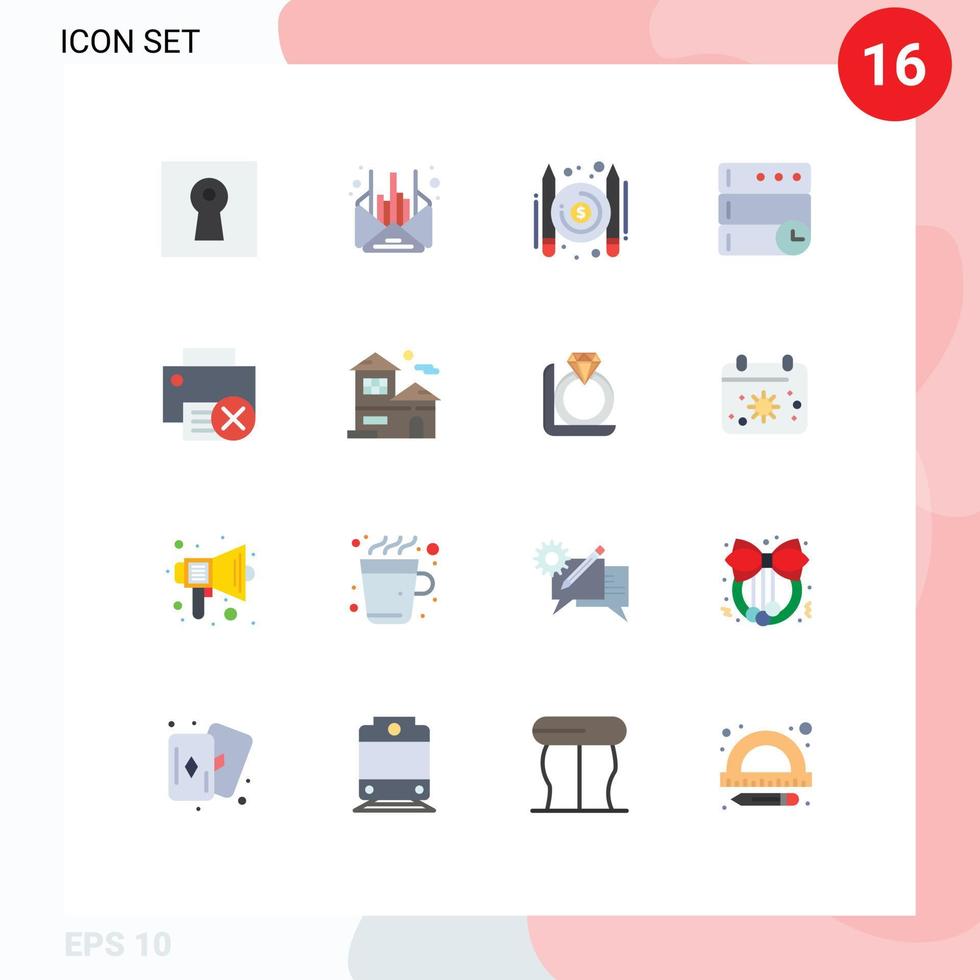 Set of 16 Modern UI Icons Symbols Signs for gadget computers articles time database Editable Pack of Creative Vector Design Elements
