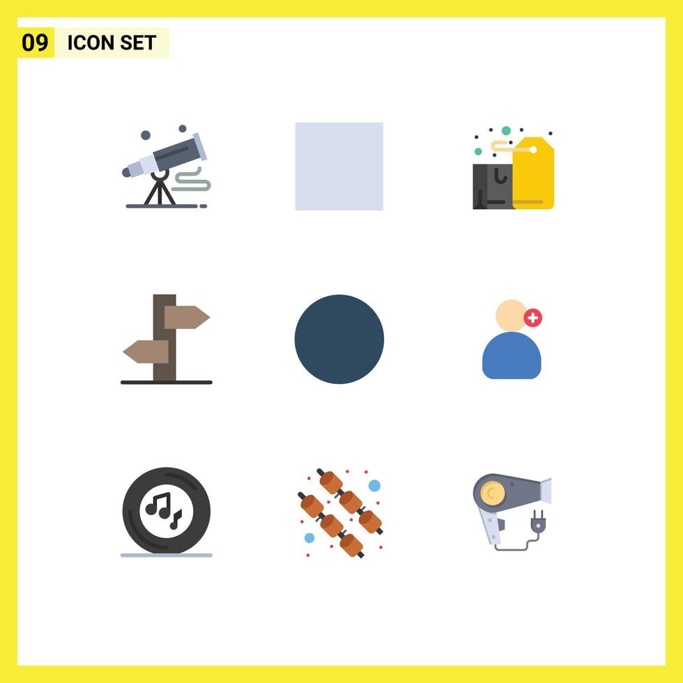Modern Set of 9 Flat Colors and symbols such as sign direction player present gift Editable Vector Design Elements