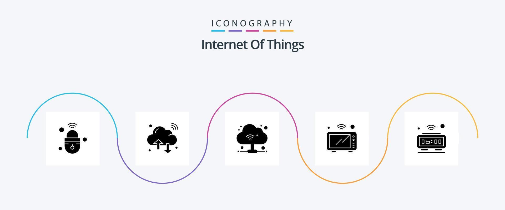 Internet Of Things Glyph 5 Icon Pack Including wifi. microwave. iot. iot. wifi vector