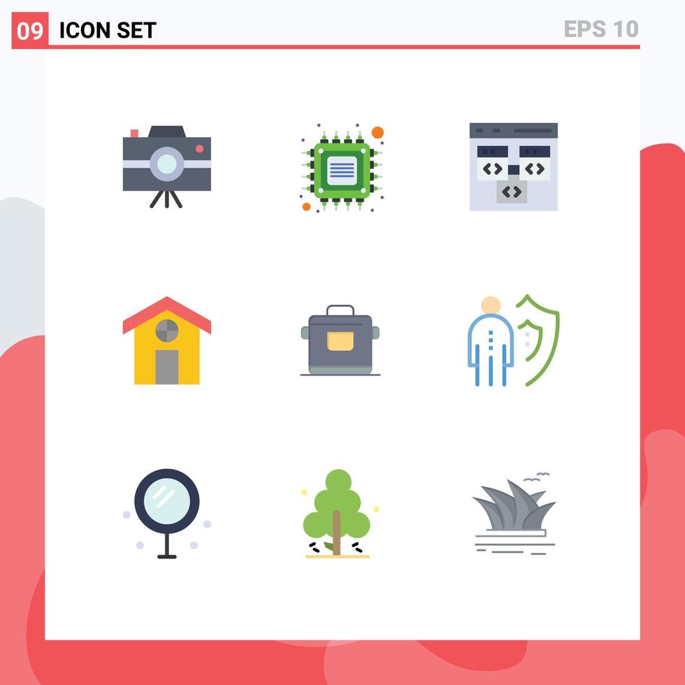 Group of 9 Flat Colors Signs and Symbols for cooker construction tech city develop Editable Vector Design Elements