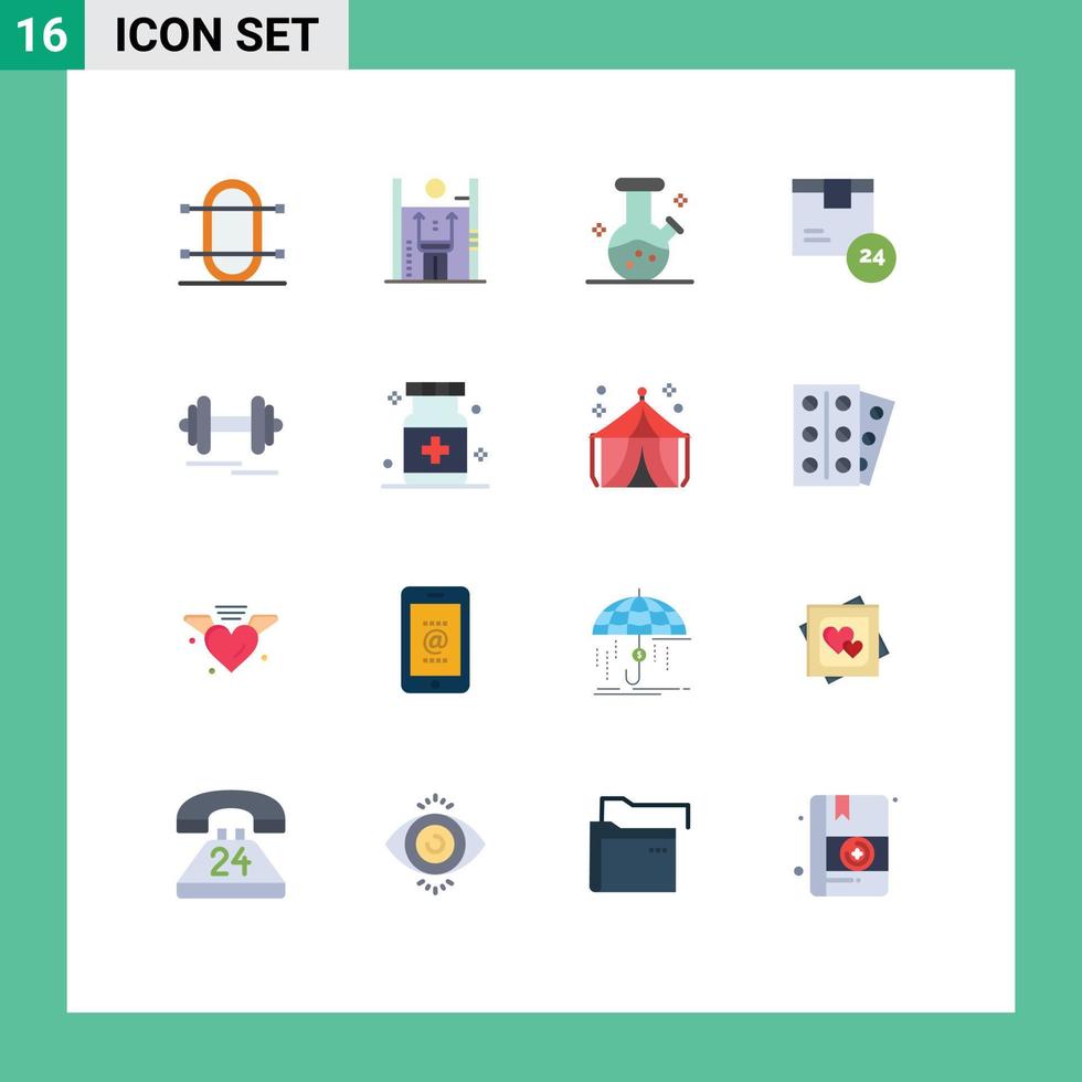 Set of 16 Vector Flat Colors on Grid for time product improvement delivery potion Editable Pack of Creative Vector Design Elements