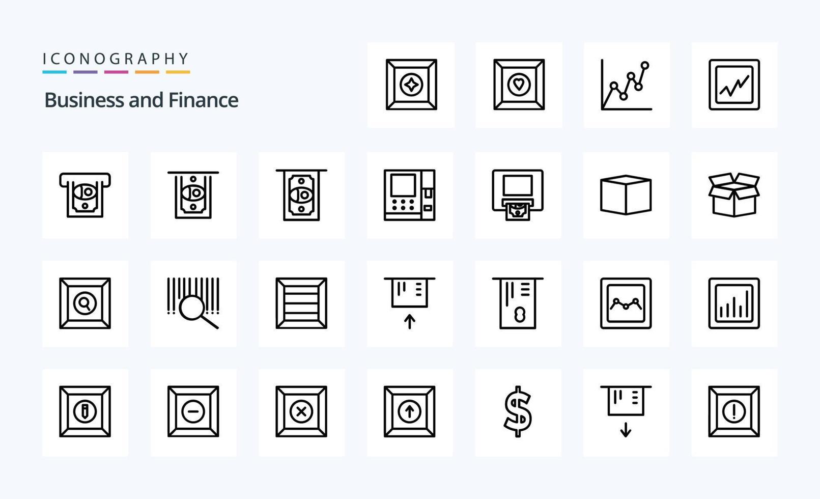 paquete de iconos de 25 líneas financieras vector