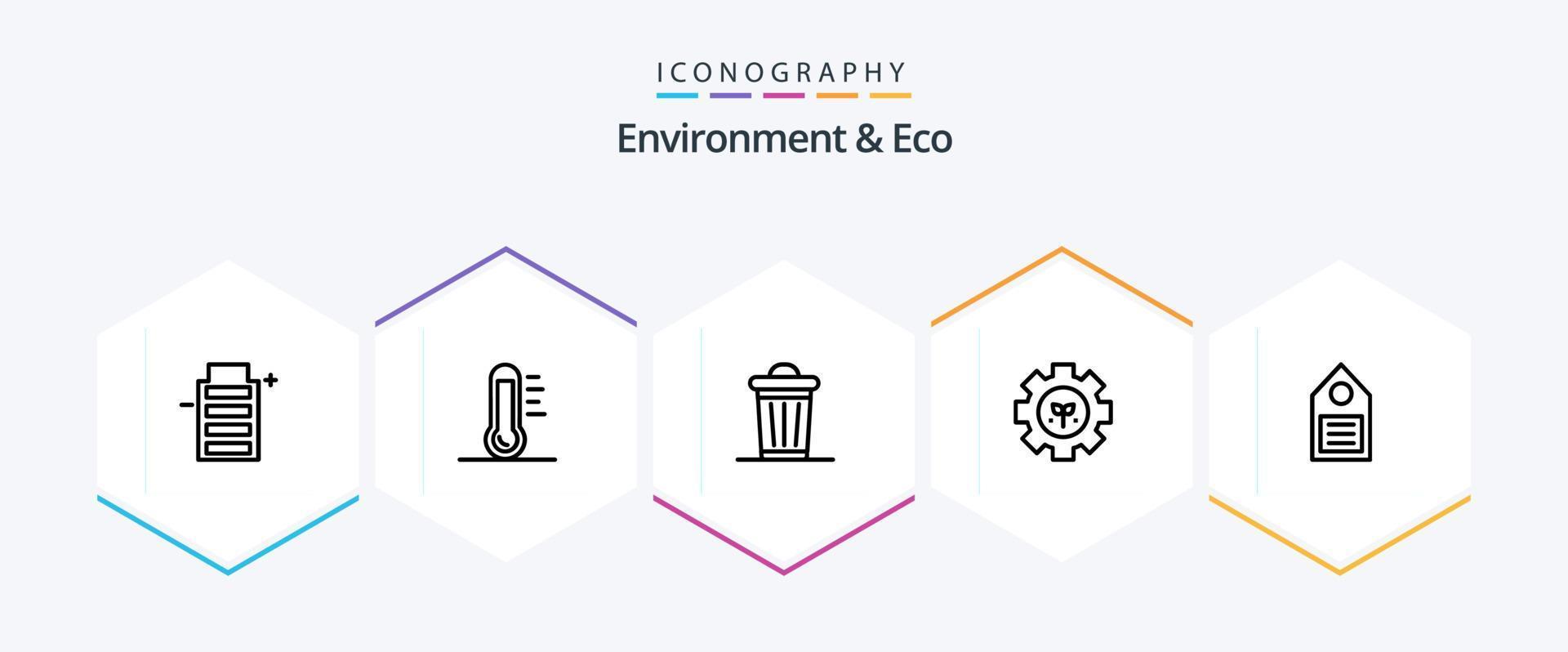 Environment And Eco 25 Line icon pack including eco. gear. green. plant. tree vector