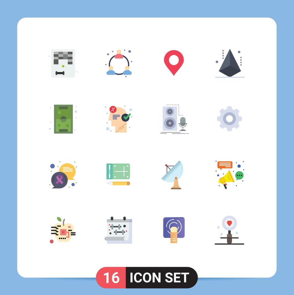 conjunto de 16 iconos de interfaz de usuario modernos signos de símbolos para juegos desarrollo de modelado de ubicación de forma paquete editable de elementos de diseño de vectores creativos