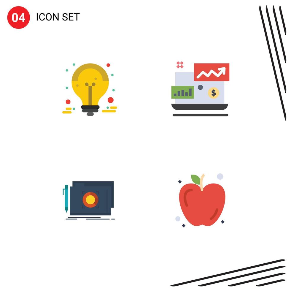 paquete de 4 iconos planos creativos de carpeta de ideas gran venta objetivo financiero elementos de diseño vectorial editables vector