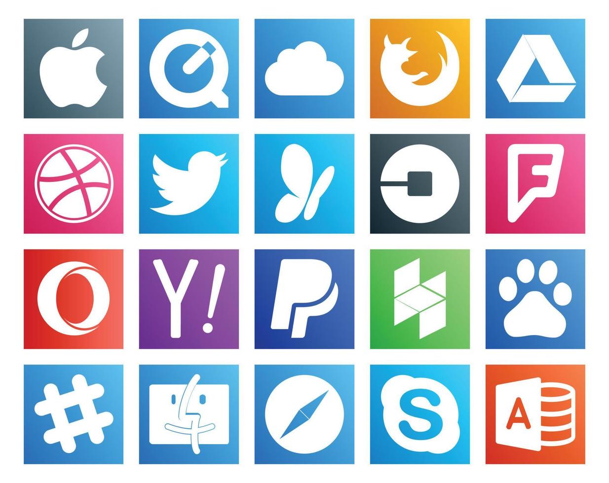 20 Social Media Icon Pack Including paypal yahoo tweet opera driver vector