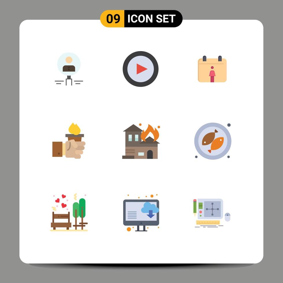 9 User Interface Flat Color Pack of modern Signs and Symbols of olympic leader basic hand female Editable Vector Design Elements