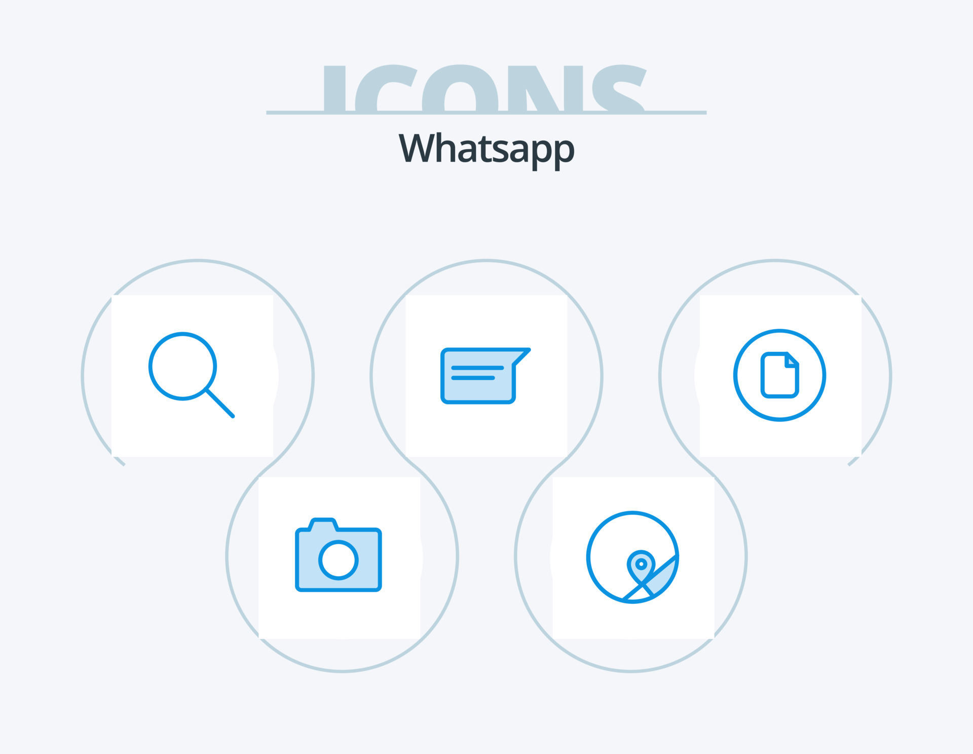 Whatsapp Blue Icon Pack 5 Icon Design. file. ui. search. chatting. chat