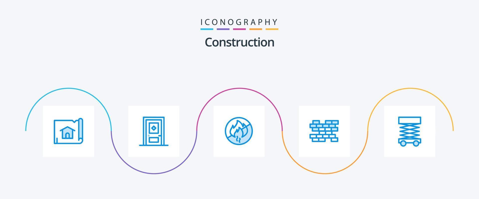 Construction Blue 5 Icon Pack Including scaffolding. construction. no fire. wall. brick vector