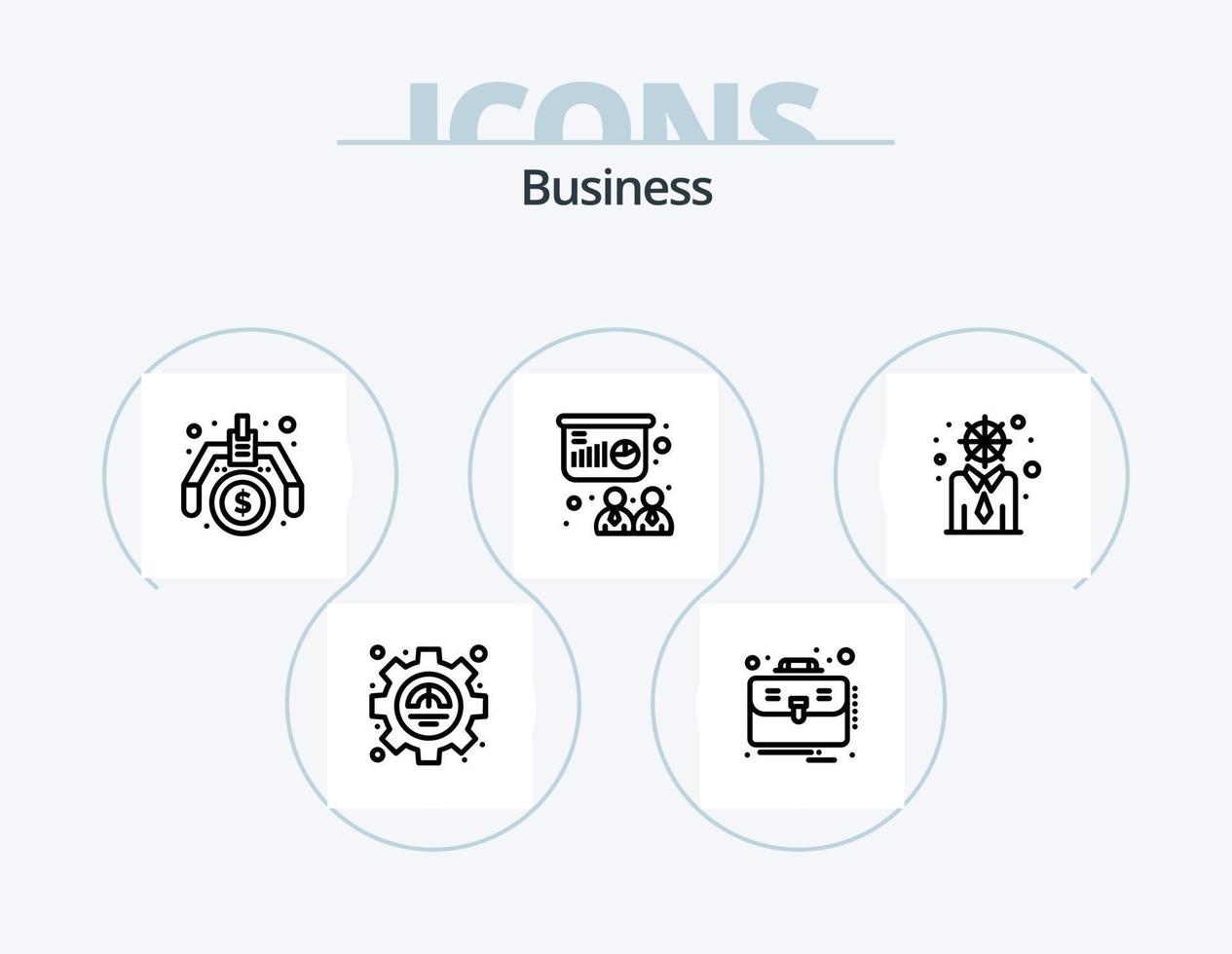 Business Line Icon Pack 5 Icon Design. team skills. development. fashion. businessman. presentation vector