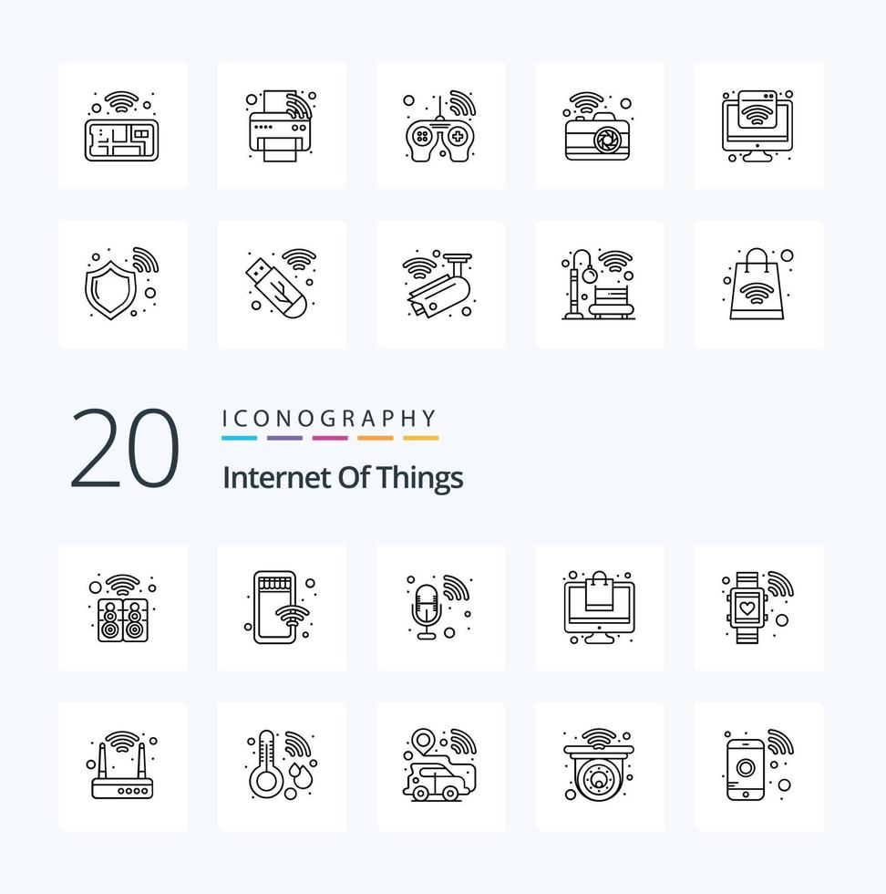 20 Internet Of Things Line icon Pack like cardio shopping store online sound vector
