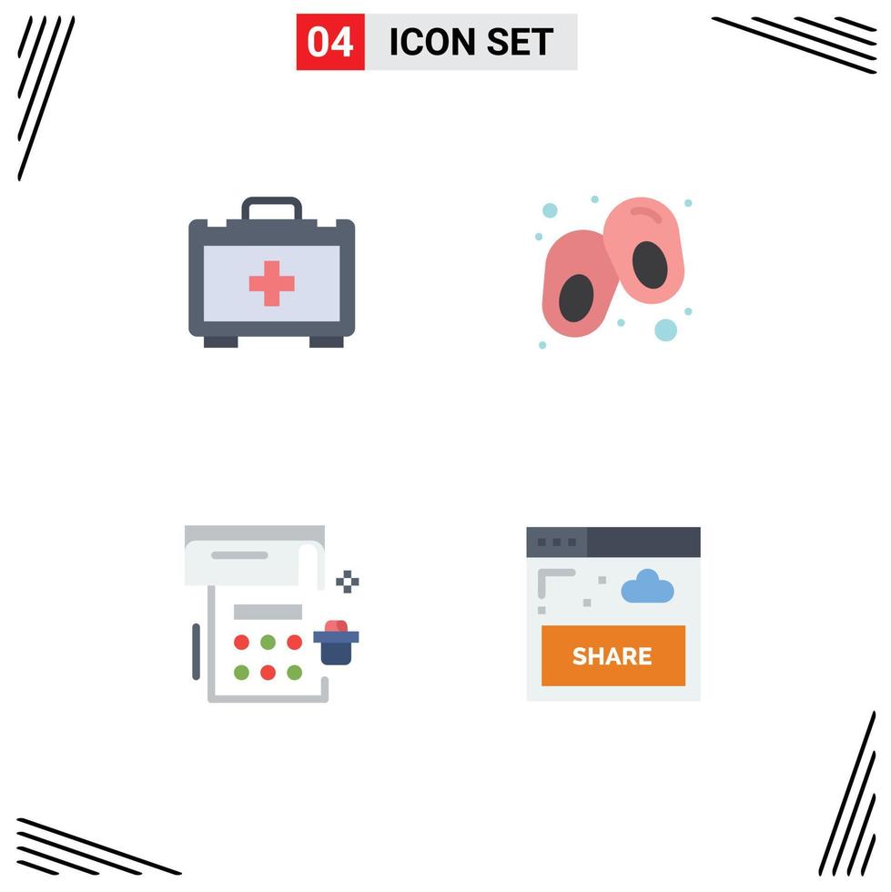 Modern Set of 4 Flat Icons Pictograph of bag party baby calendar share Editable Vector Design Elements