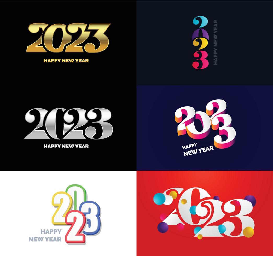 Big Collection of 2023 Happy New Year symbols Cover of business diary for 2023 with wishes vector