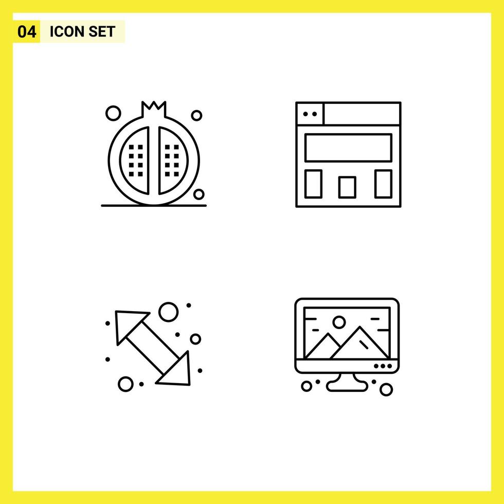 Pictogram Set of 4 Simple Filledline Flat Colors of cooking left meal layout up right Editable Vector Design Elements
