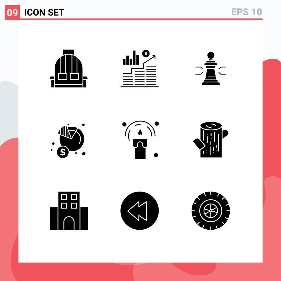 Solid Glyph Pack of 9 Universal Symbols of gross economy chess tactic game Editable Vector Design Elements