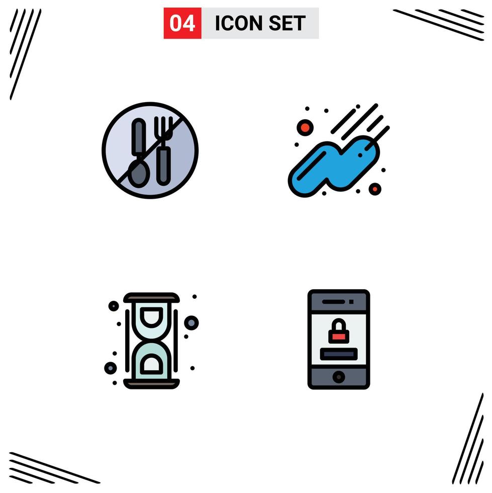 4 iconos creativos signos y símbolos modernos del espacio de cuchara de laboratorio de alimentos convertir elementos de diseño vectorial editables vector