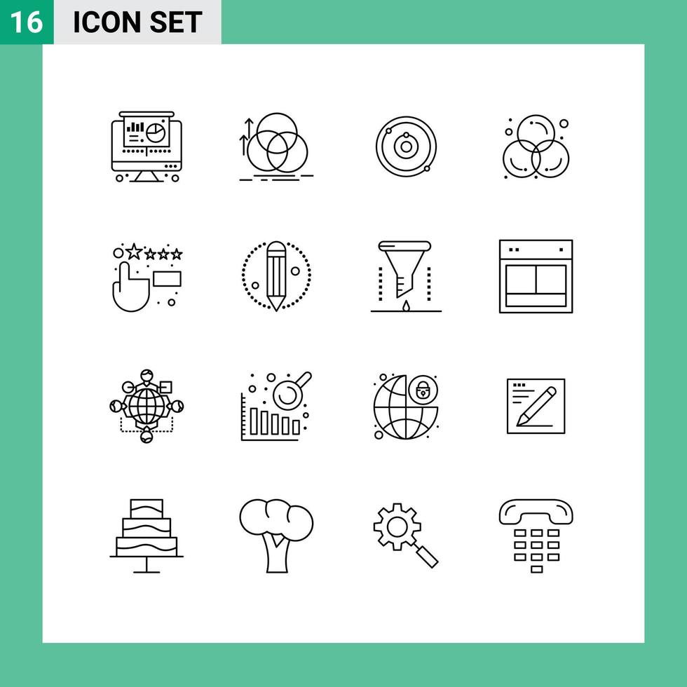 16 Universal Outline Signs Symbols of customer satisfaction design astronomy color art Editable Vector Design Elements