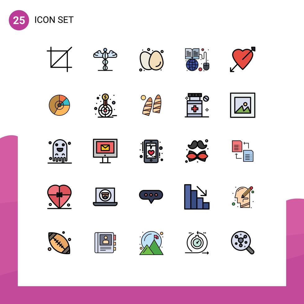 paquete de iconos vectoriales de stock de 25 signos y símbolos de línea para el globo en línea huevos cocidos educación alimentos elementos de diseño vectorial editables vector