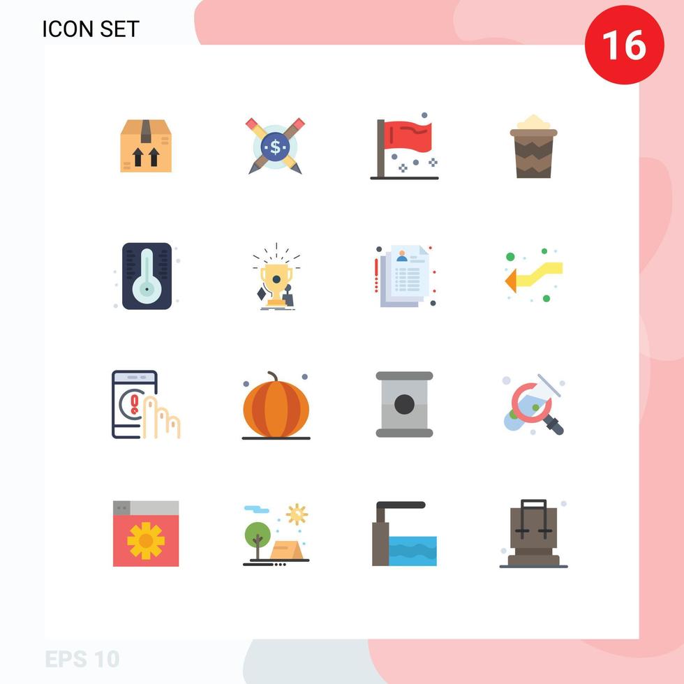 16 Creative Icons Modern Signs and Symbols of temperature vacation flag summer beach Editable Pack of Creative Vector Design Elements