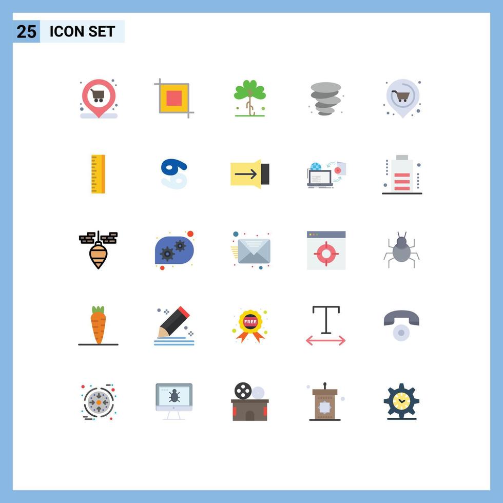 Modern Set of 25 Flat Colors and symbols such as real location green wind storm Editable Vector Design Elements