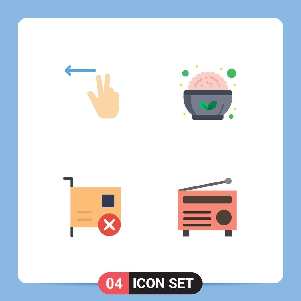 Modern Set of 4 Flat Icons Pictograph of fingers devices food salad bowl pci Editable Vector Design Elements