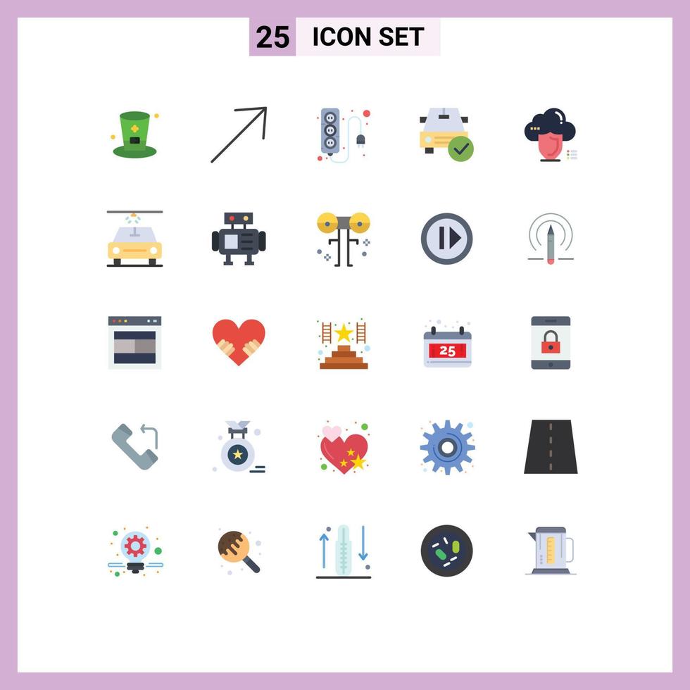 Editable Vector Line Pack of 25 Simple Flat Colors of secure ok plug done checked Editable Vector Design Elements