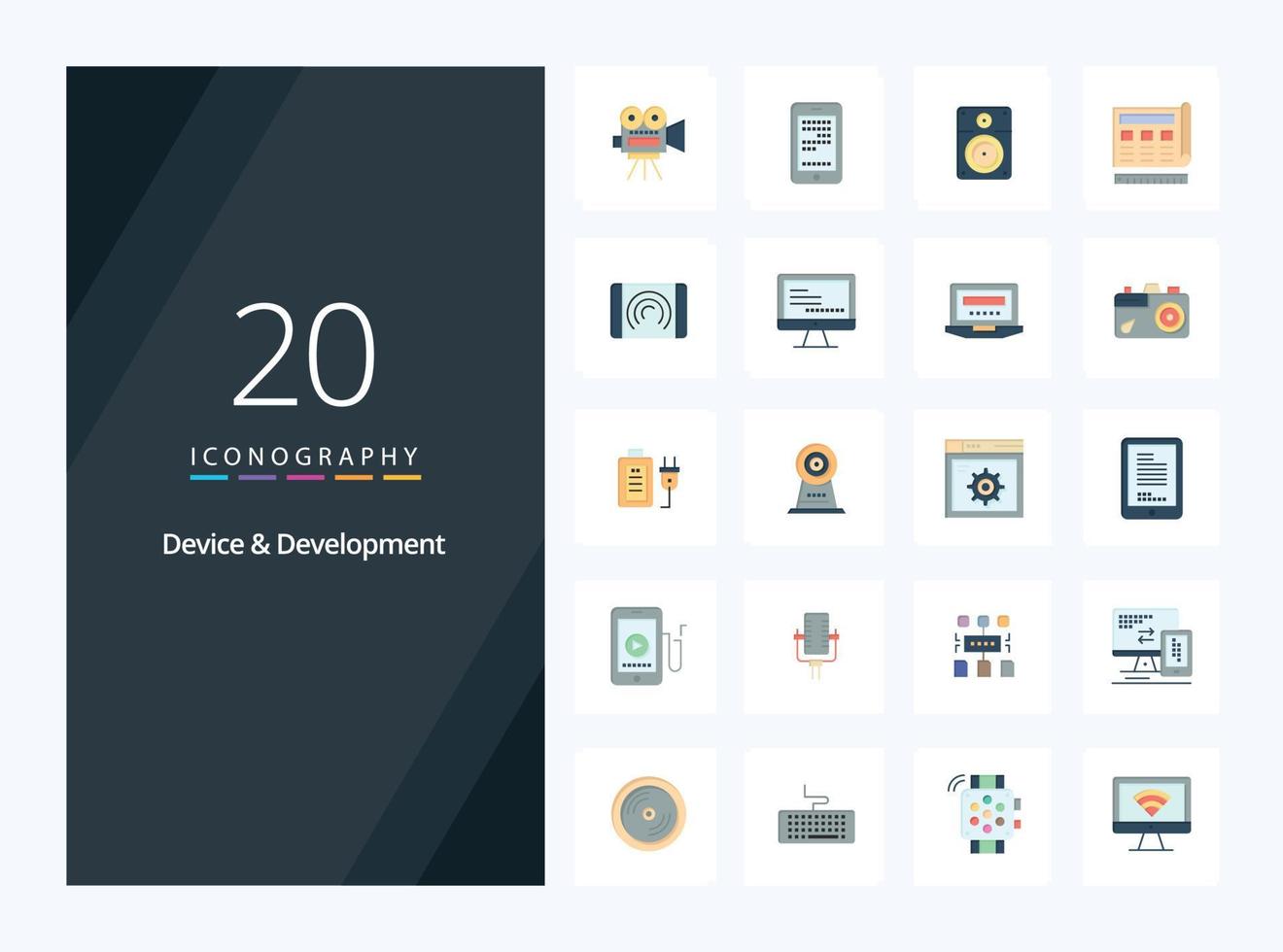 20 Device And Development Flat Color icon for presentation vector