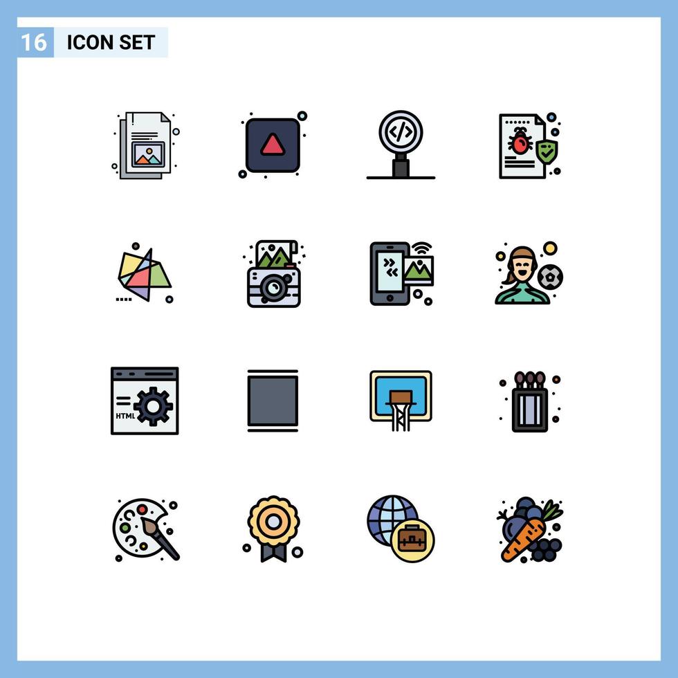 Stock Vector Icon Pack of 16 Line Signs and Symbols for virus folder code file search Editable Creative Vector Design Elements