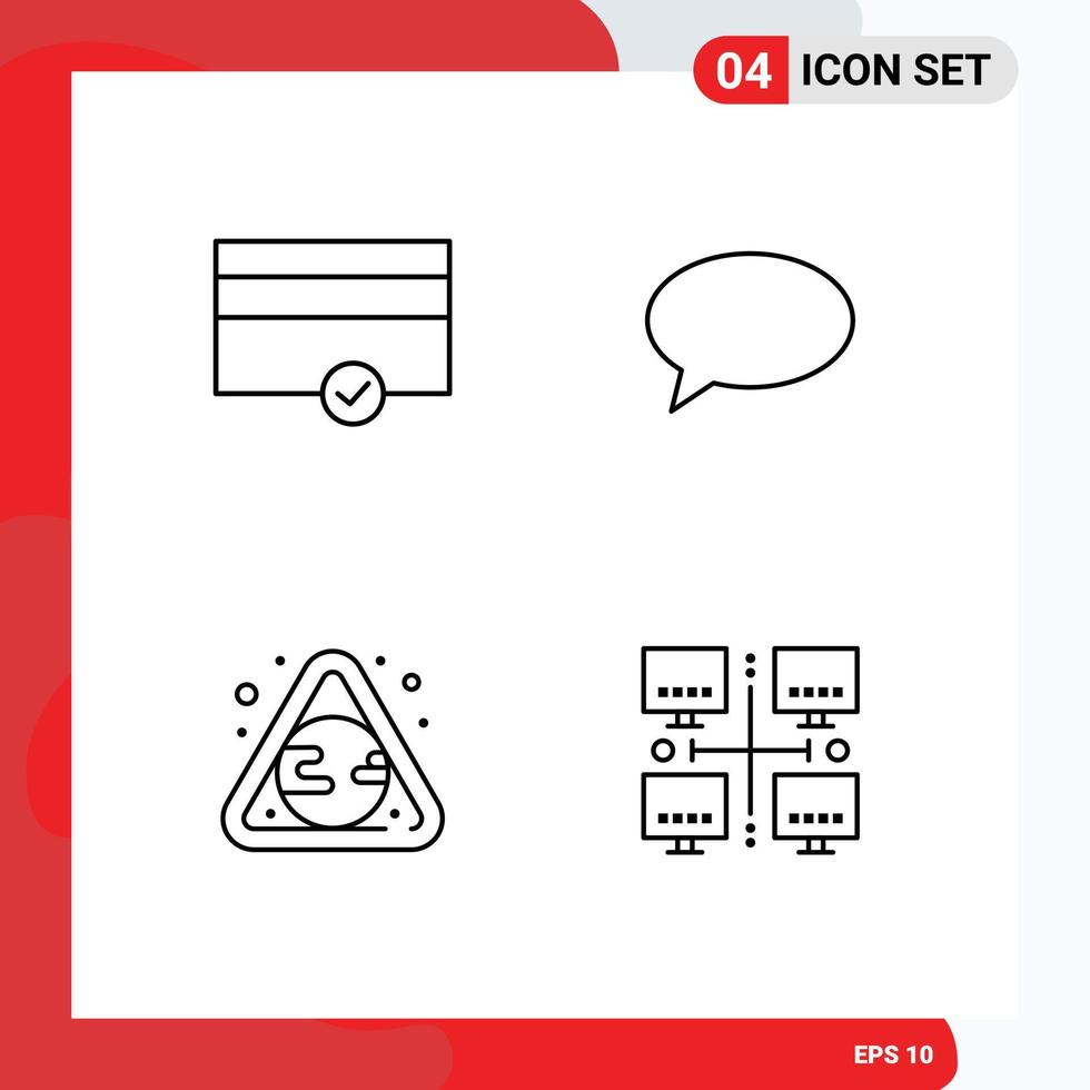 Universal Icon Symbols Group of 4 Modern Filledline Flat Colors of finance pollution chat mail area Editable Vector Design Elements