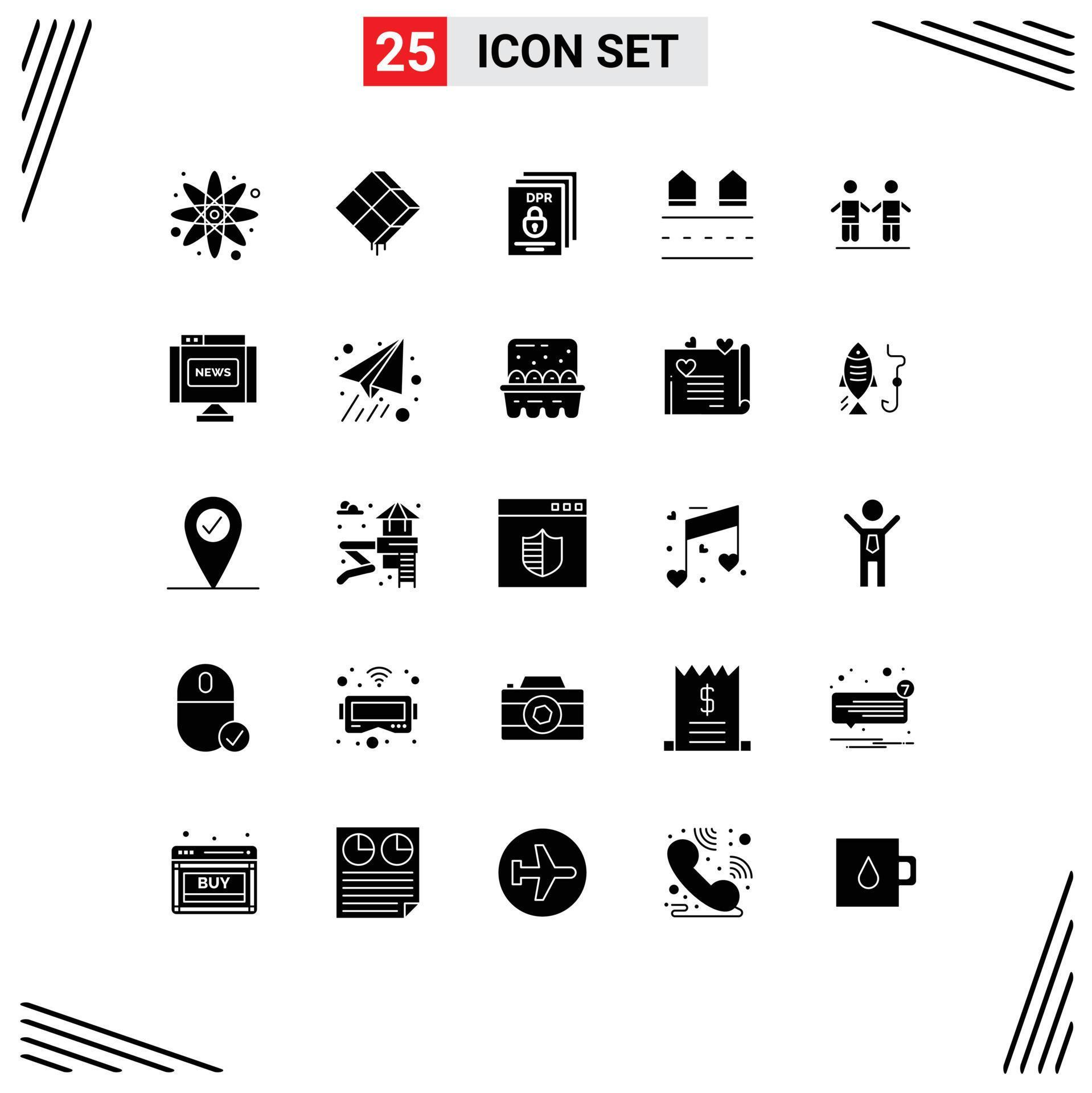25 Universal Solid Glyph Signs Symbols of residences housing data