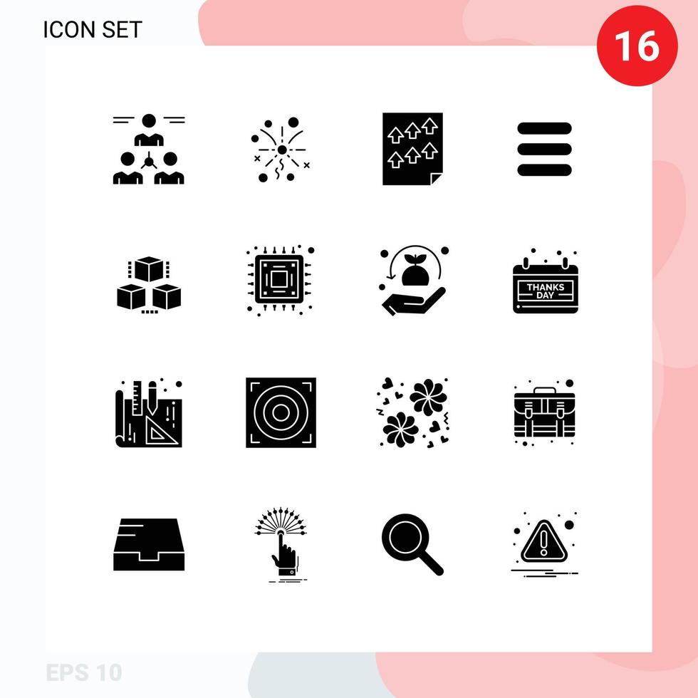 Modern Set of 16 Solid Glyphs and symbols such as delivrey text data task report Editable Vector Design Elements