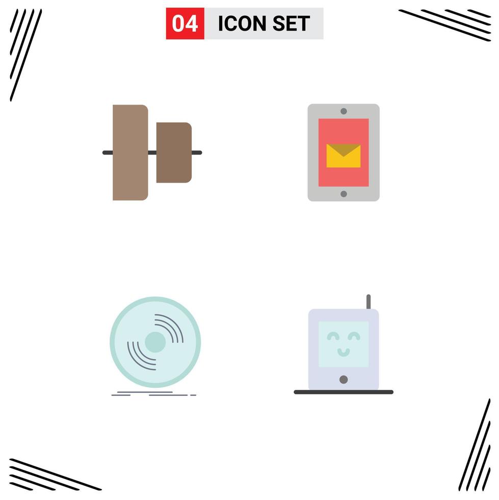 Set of 4 Commercial Flat Icons pack for align phonograph mobile support vinyl Editable Vector Design Elements