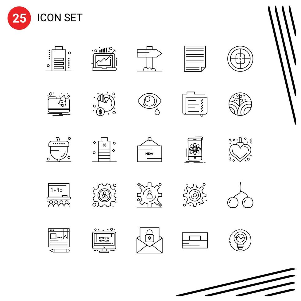 Pictogram Set of 25 Simple Lines of badge report direction page document Editable Vector Design Elements