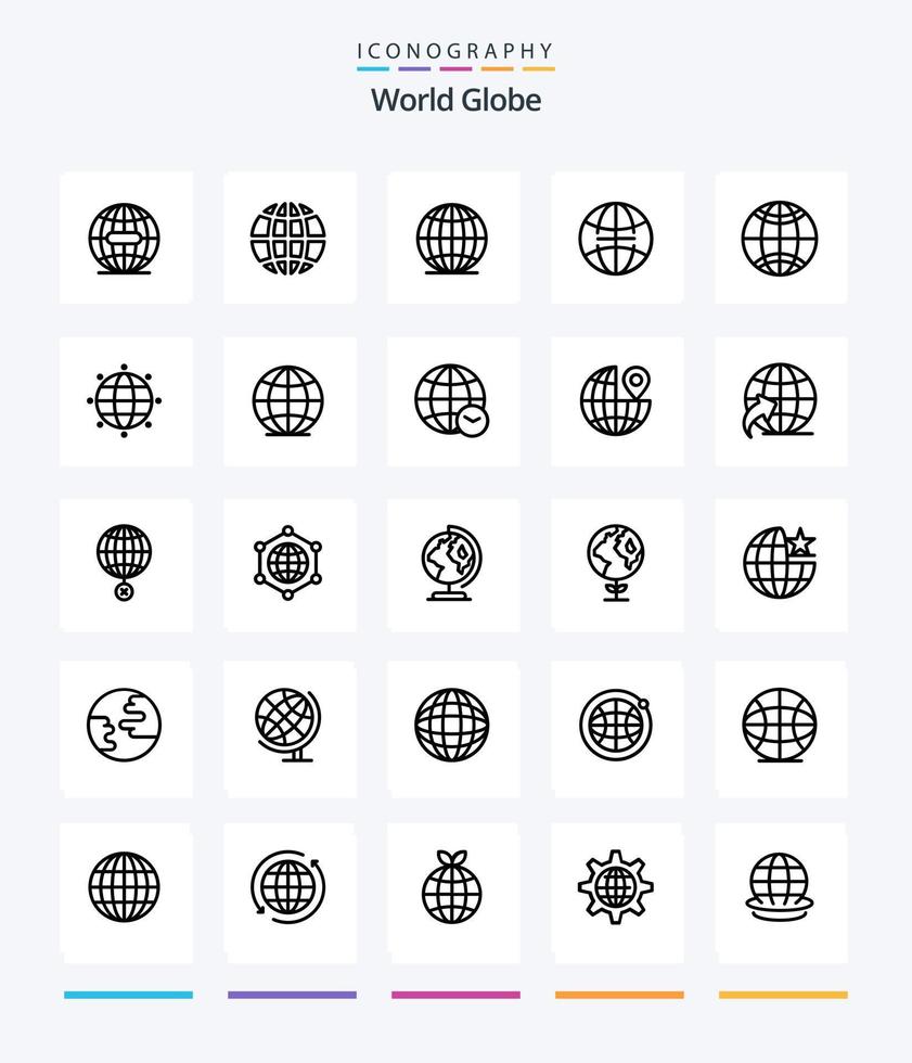 Creative Globe 25 OutLine icon pack  Such As earth. globe. internet. arrow. location vector