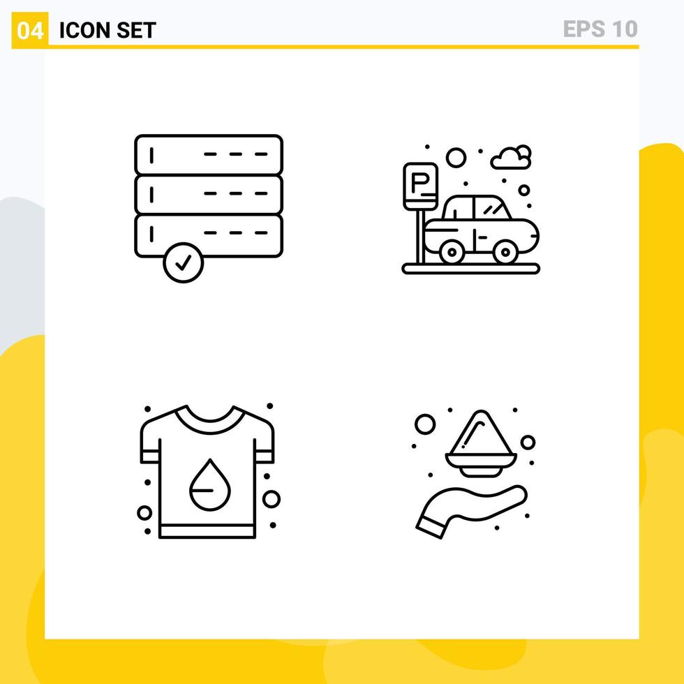 paquete de iconos de vector de stock de 4 signos y símbolos de línea para aprobar elementos de diseño de vector editables de camisa de marca de coche de impresión
