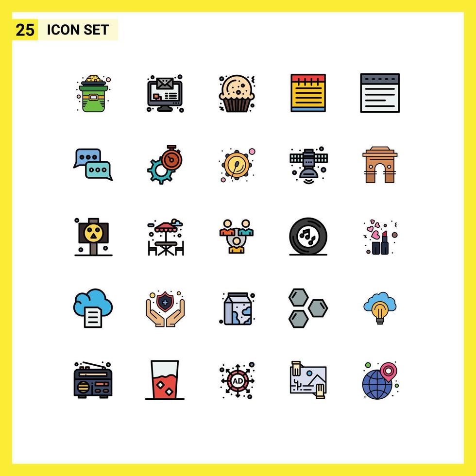 25 Creative Icons Modern Signs and Symbols of communication website cookie web school Editable Vector Design Elements