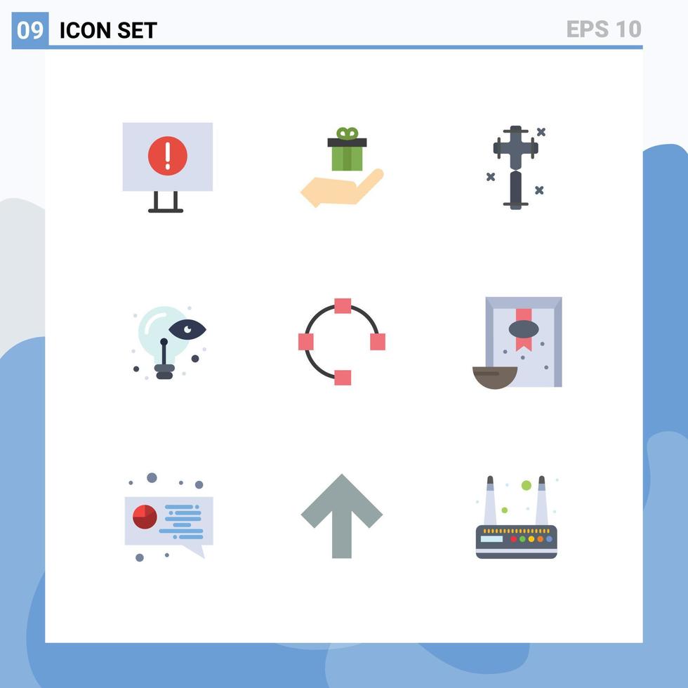 Flat Color Pack of 9 Universal Symbols of points open christian idea process Editable Vector Design Elements