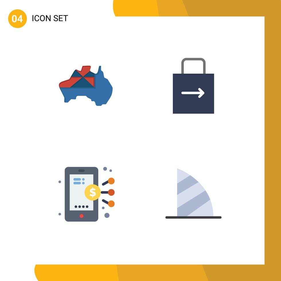 4 iconos planos universales firman símbolos de australia digital flag lock pad smartphone elementos de diseño vectorial editables vector