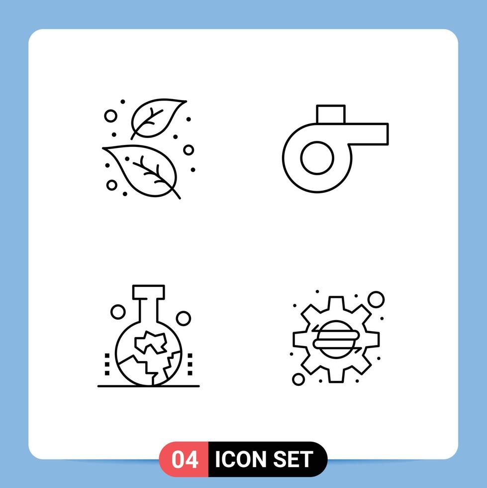 Stock Vector Icon Pack of 4 Line Signs and Symbols for ash scientific study of the origin of the earth nature whistle business Editable Vector Design Elements