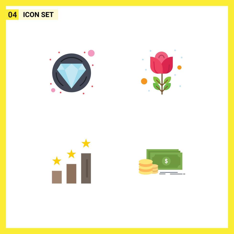 4 Creative Icons Modern Signs and Symbols of carnival performance easter rose finance Editable Vector Design Elements