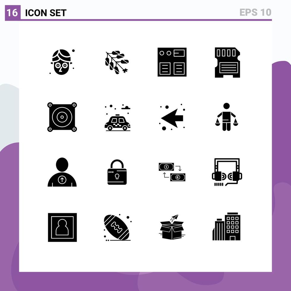 Universal Icon Symbols Group of 16 Modern Solid Glyphs of fan electric online sd hardware Editable Vector Design Elements