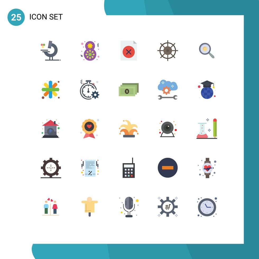Mobile Interface Flat Color Set of 25 Pictograms of geometric kitchen document frying preferences Editable Vector Design Elements