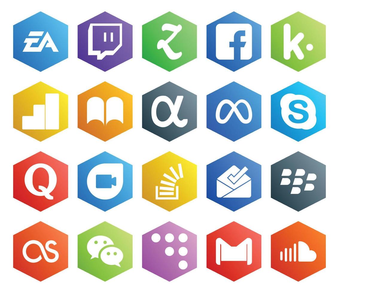 20 Social Media Icon Pack Including stockoverflow question ibooks quora skype vector