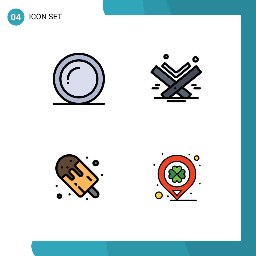 Modern Set of 4 Filledline Flat Colors Pictograph of plate candy giving book food Editable Vector Design Elements